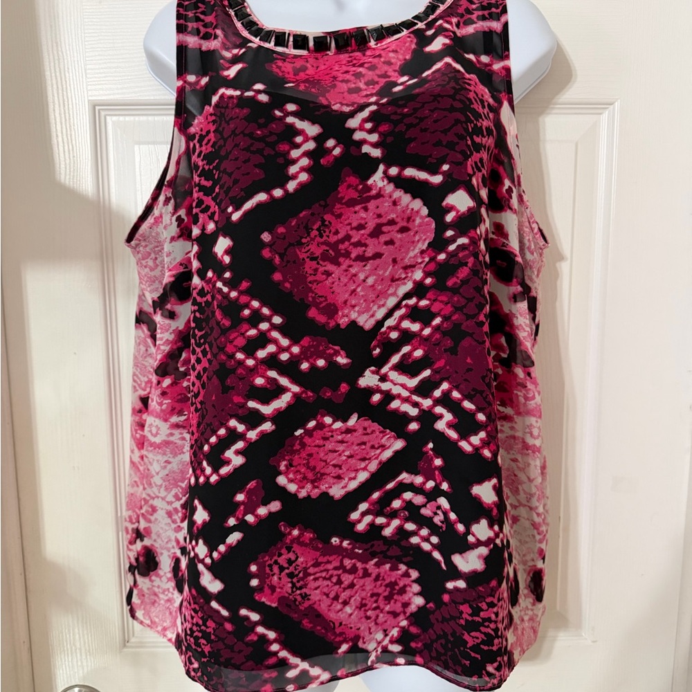 Dana Buchman Pink and Black Patterned Tank Top - Picture 2 of 9